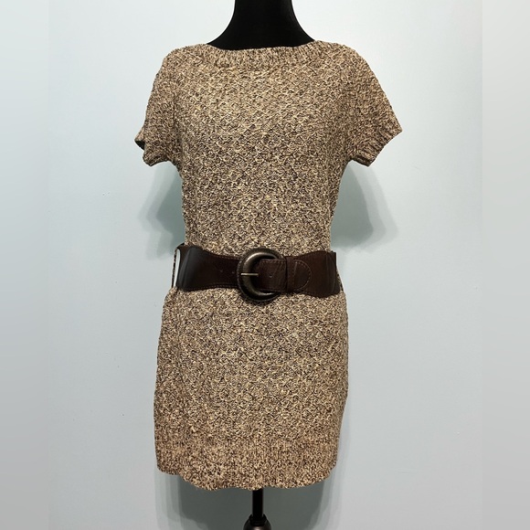 Women’s a.n.a. Medium Brown/Tan Tunic Sweater with Belt - Picture 1 of 7